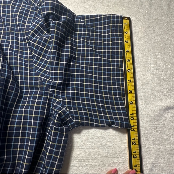 HB Harbor Bay Navy and White, Yellow Plaid  Short Sleeve Shirt 4XL - Picture 9 of 14